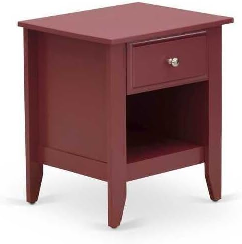 HomeStock Rustic Recluse 2 Piece Bedroom Set - Size Button Tufted Bed - Velvet Upholstered Headboard and A Nightstand Full/Burgundy/White
