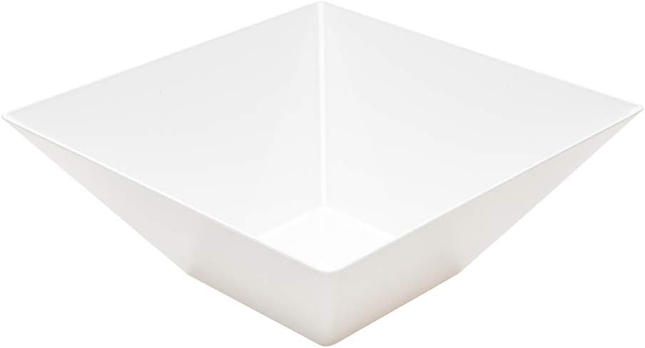 Restaurantware 160 Ounce Square Bowls 25 Disposable Salad Bowls - Heavy-Duty Large White Plastic Serving Bowls For Parties Catering Or Buffets Serve Desserts Salads Or Appetizers