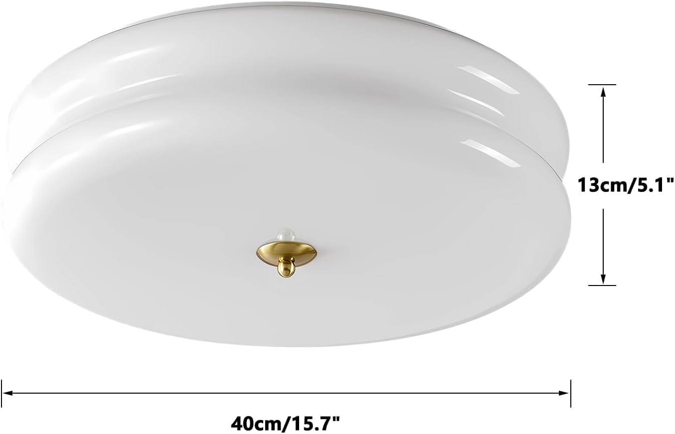 KCO Lighting Modern Hallway Ceiling Lights Milk White Glass Flush Mount Ceiling Light Large Round LED Ceiling Light with Remote Vintage Gold Bathroom Ceiling Lights