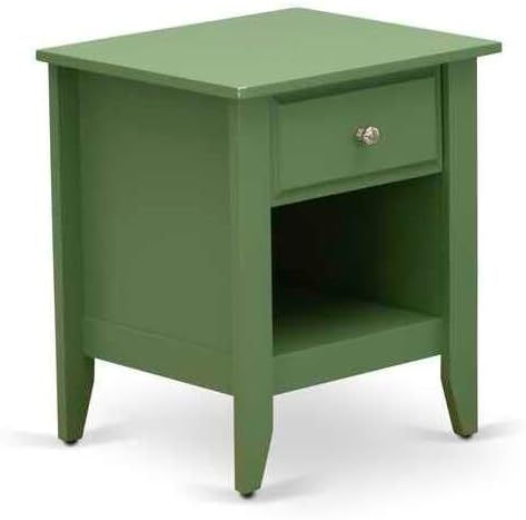 HomeStock Rustic Recluse 2 Piece Bedroom Set - Size Button Tufted Bed - Velvet Upholstered Headboard and A Nightstand Full/Clover Green/White