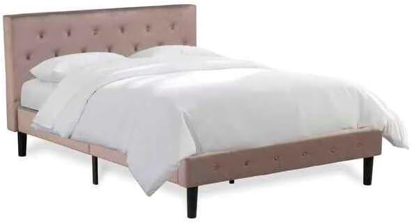 HomeStock African Artistry 2 Piece Bedroom Set - Button Tufted Platform Bed Frame - Velvet Fabric Upholstered Headboard and A Nightstand Full/Burgundy/Brown Taupe