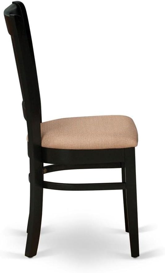 East West Furniture VAC-BLK-C Vancouver Dining Chairs - Linen Fabric Upholstered Wood Chairs, Set of 2, Black