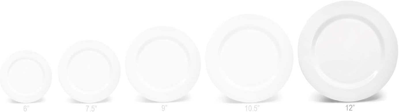 OCCASIONS 120 Piece Disposable Charger Plates Bulk – 12 Inch Heavyweight Plastic Plate Chargers for Weddings, Parties, Events – Elegant White Chargers for Dinner Plates – Plain White Collection