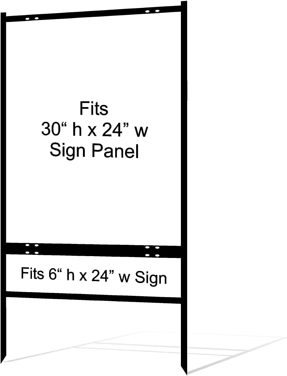 Real Estate Yard Sign Metal H Frame with Rider (Pack of 3) - Steel Real Estate Sign Holder, 30' x 24' Yard Signs, Yard Sign Stand, Open House Signs for Real Estate, (1 Main, 1 Rider,