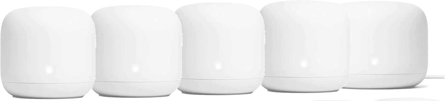 Generic Nest WiFi Router Reliable Home Wi-Fi System with Fast Speed and Whole Home Coverage - Google WiFi Mesh Router Snow (5 Routers), 1XGA00595-A