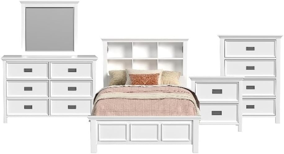 Picket House Brooklyn Kids Full Bookcase 5PC Bedroom Set in White