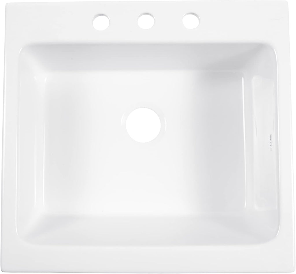 Sinkology Parker White Farmhouse Sink 26 Inch - SureFire Fireclay Apron Front Single Bowl Drop-In Kitchen Sink - Quick-Fit DIY Install for 29 Inch Cabinet in About 1 Hour - Sinkology Everyday Warranty