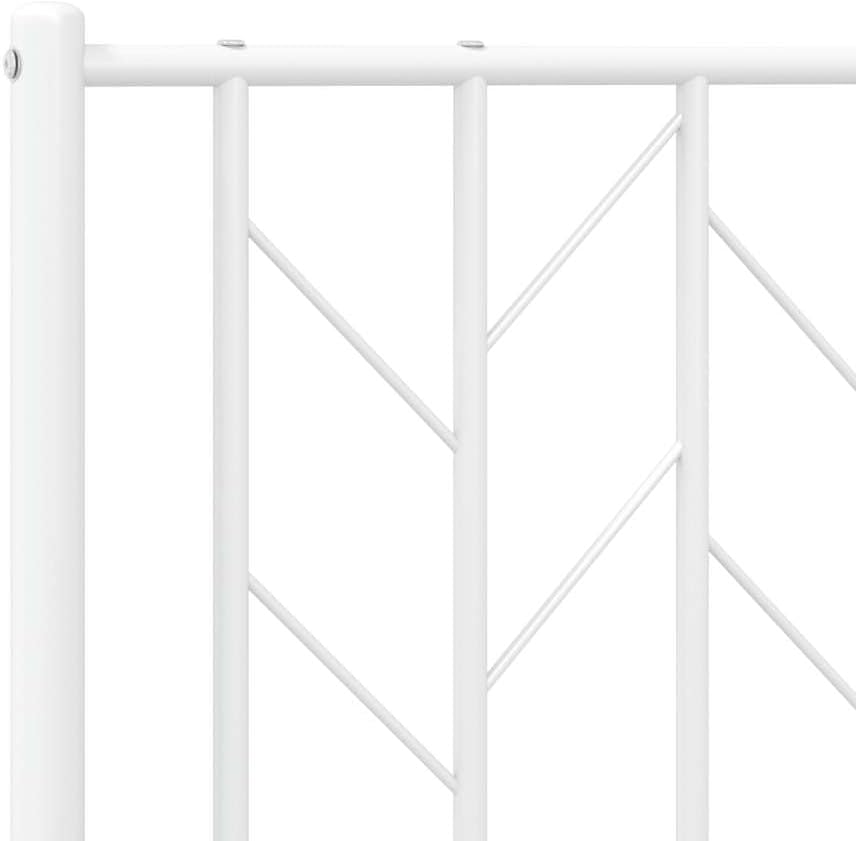 Sturdy Steel King Size Bed Frame with Headboard, 59 x 79 Inches in White Powder-Coated Finish, Traditional Design for Bedroom and Guest Room Furniture