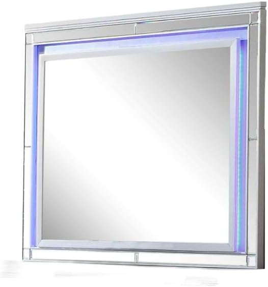 Full 4 Pc LED Bedroom Set - Modern Wood Design, Silver Color