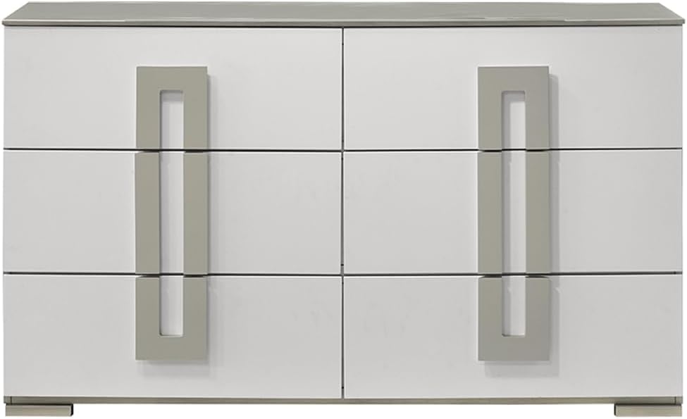 Contemporary Style 4 Pc Full Bedroom Set with LED Headboard Made with Wood in White