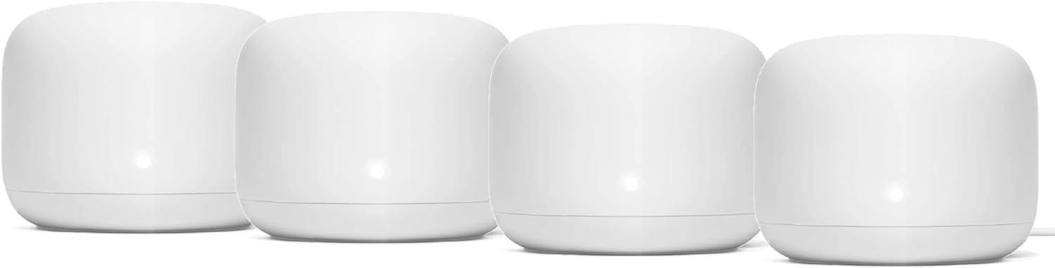 Generic Nest WiFi Router Reliable Home Wi-Fi System with Fast Speed and Whole Home Coverage - Google WiFi Mesh Router Snow (4 Routers), 1XGA00595-A