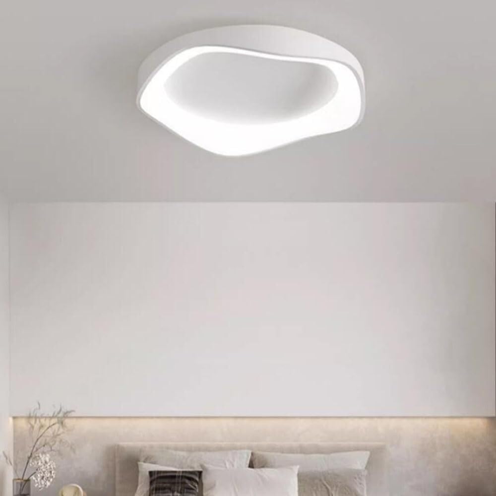 Three-Color Dimming Ceiling Light Side Emitting Design Lighting Ceiling Lamp Creative Modern Minimalist Flat Ceiling Light Fixture for Living Room Bedroom Dining Room Study Room(White,52cm)