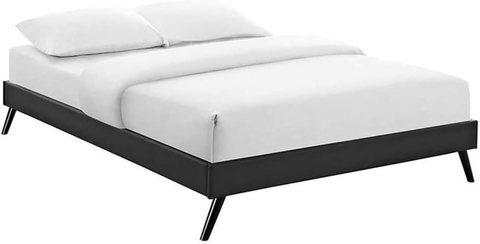 Pemberly Row Set of 2 Full Bed Frame in Black and Nightstand in Walnut/White