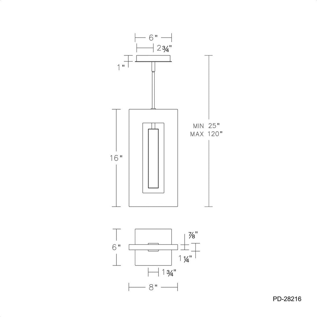 Modern Forms PD-28216-BK Cambria - 16W 1 LED Mini Pendant in Modern Style-16 Inches Tall and 1.25 Inches Wide