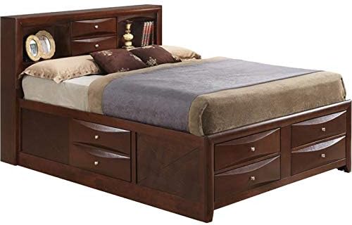 Glory Furniture Marilla Queen Storage Bed in Cherry