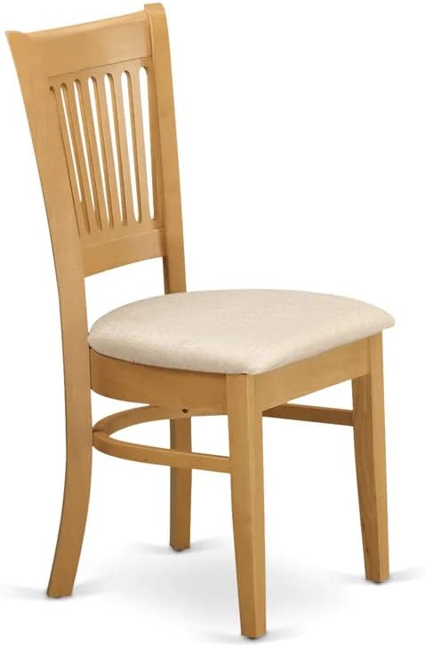 East West Furniture VAC-OAK-C Vancouver Dining Chairs - Linen Fabric Upholstered Wood Chairs, Set of 2, Oak