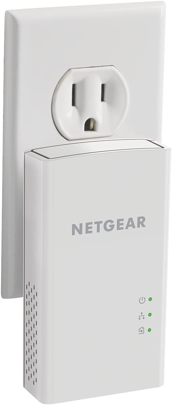NETGEAR Powerline Adapter Kit, 1000 Mbps Wall-Plug, 1 Gigabit Ethernet Ports (PL1000-100PAS)
