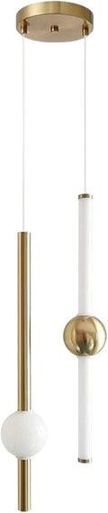 Gold LED Pendant Light Fixture, Remote Dimmable Adjustable Height Cylindrical Modern Minimalist Hanging Lamp with Gold Finish, for Kitchen Island, Dining Room, Living Room, Bedroom,Hotel
