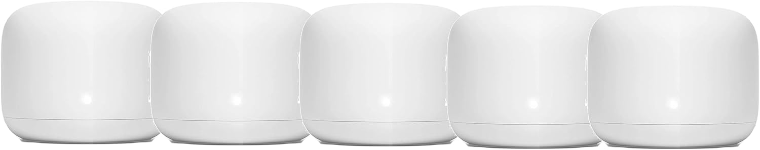 Generic Nest WiFi Router Reliable Home Wi-Fi System with Fast Speed and Whole Home Coverage - Google WiFi Mesh Router Snow (5 Routers), 1XGA00595-A