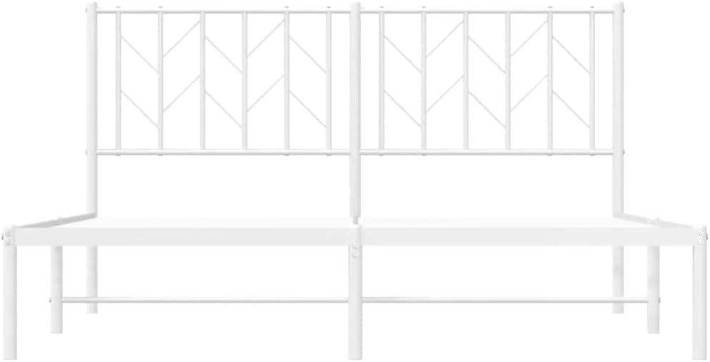 Sturdy Steel King Size Bed Frame with Headboard, 59 x 79 Inches in White Powder-Coated Finish, Traditional Design for Bedroom and Guest Room Furniture