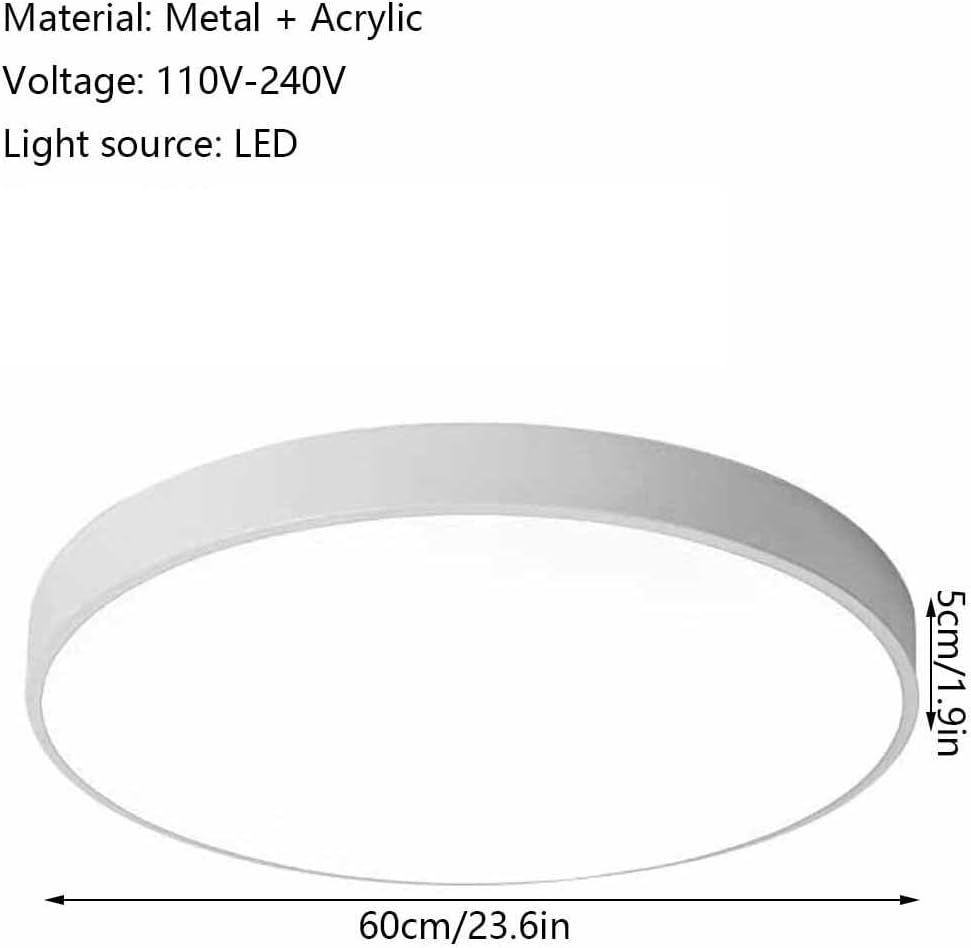 Simple Round LED Ceiling Lamp 3000K-6000K Dimming Thin Flat Ceiling Light Modern Flush Mount Ceiling Light Fixture for Living Room Bedroom Dining Room Kitchen Study Room Corridor(60cm)