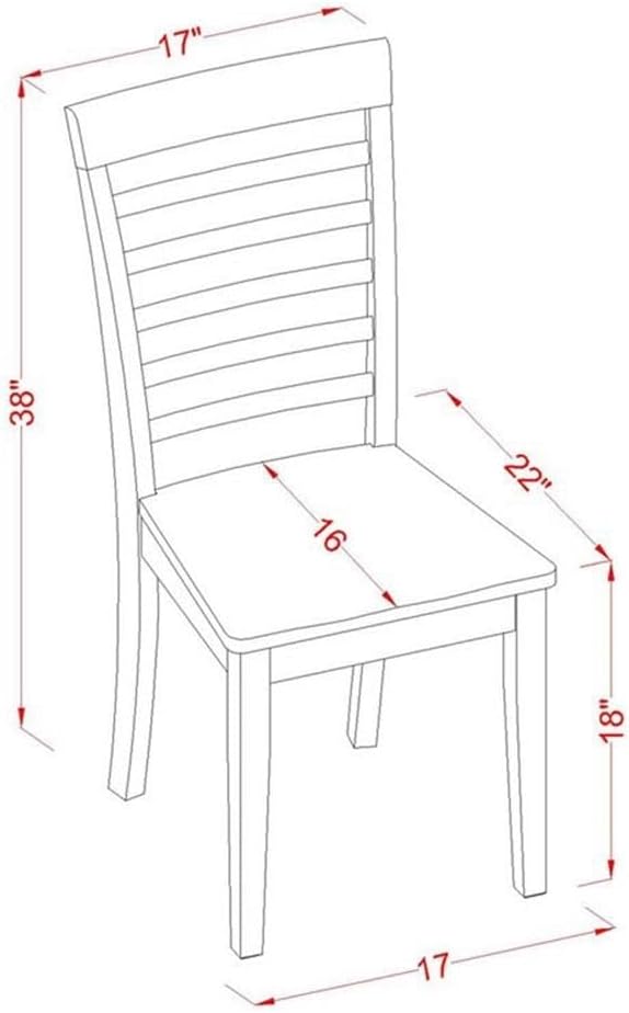 East West Furniture MLC-SBR-W Milan Kitchen Dining Chairs - Ladder Back Solid Wood Seat Chairs, Set of 2, Saddle Brown
