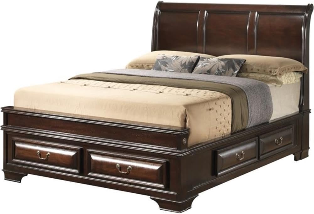 Glory Furniture LaVita Full Storage Bed w/Wood Panel Headboard in Cappuccino