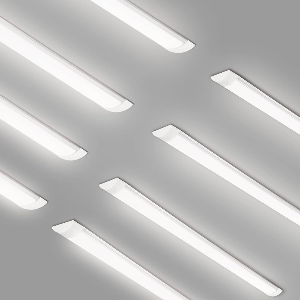 8 Packs 4FT LED Batten Light, Ultra-Thin Ceiling Surface Mounted Light, 40W, 4000K, IP20, LED Ceiling Lamp for Garage, Shop, Hallway, Office, Market, ver2