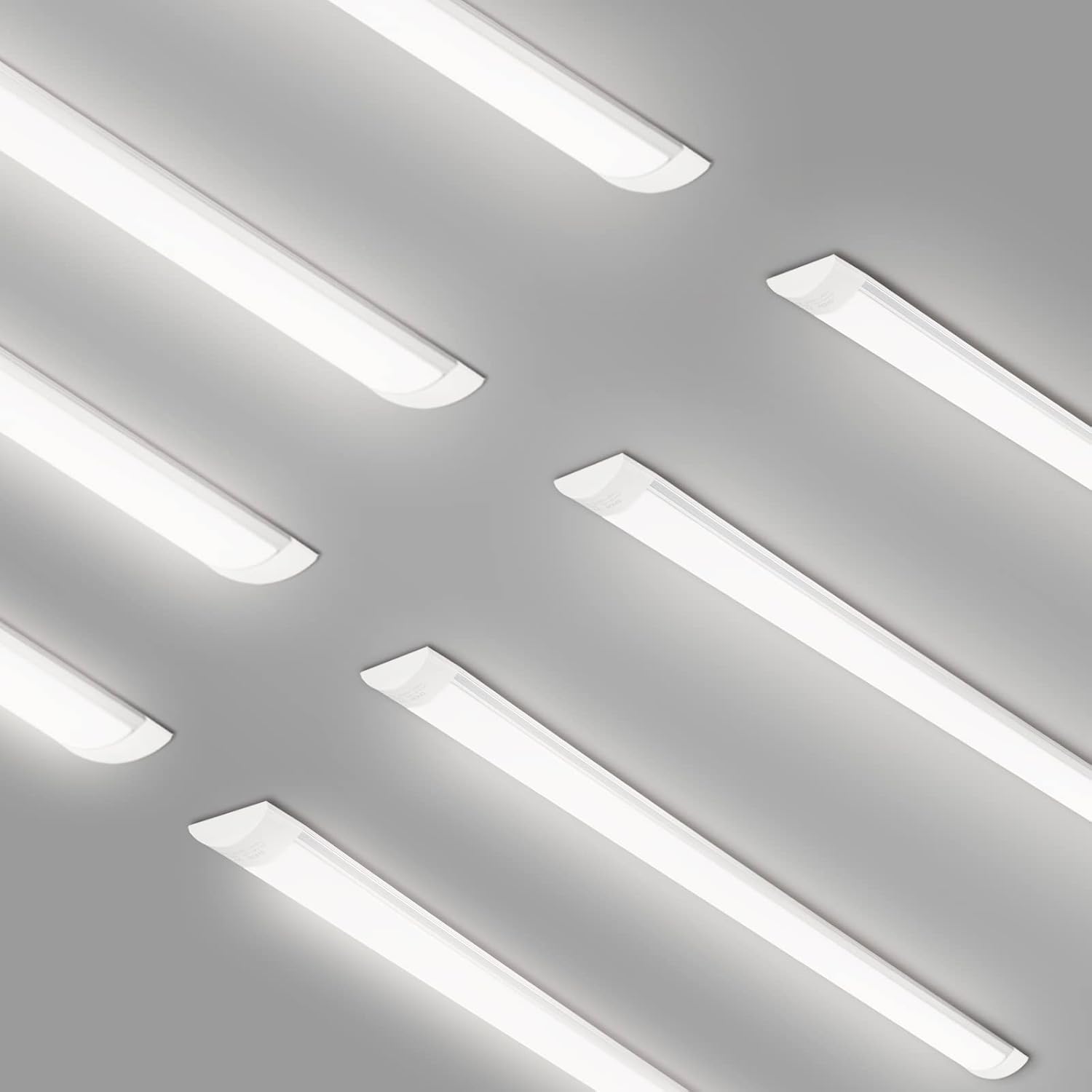 8 Packs 4FT LED Batten Light, Ultra-Thin Ceiling Surface Mounted Light, 40W, 4000K, IP20, LED Ceiling Lamp for Garage, Shop, Hallway, Office, Market, ver2