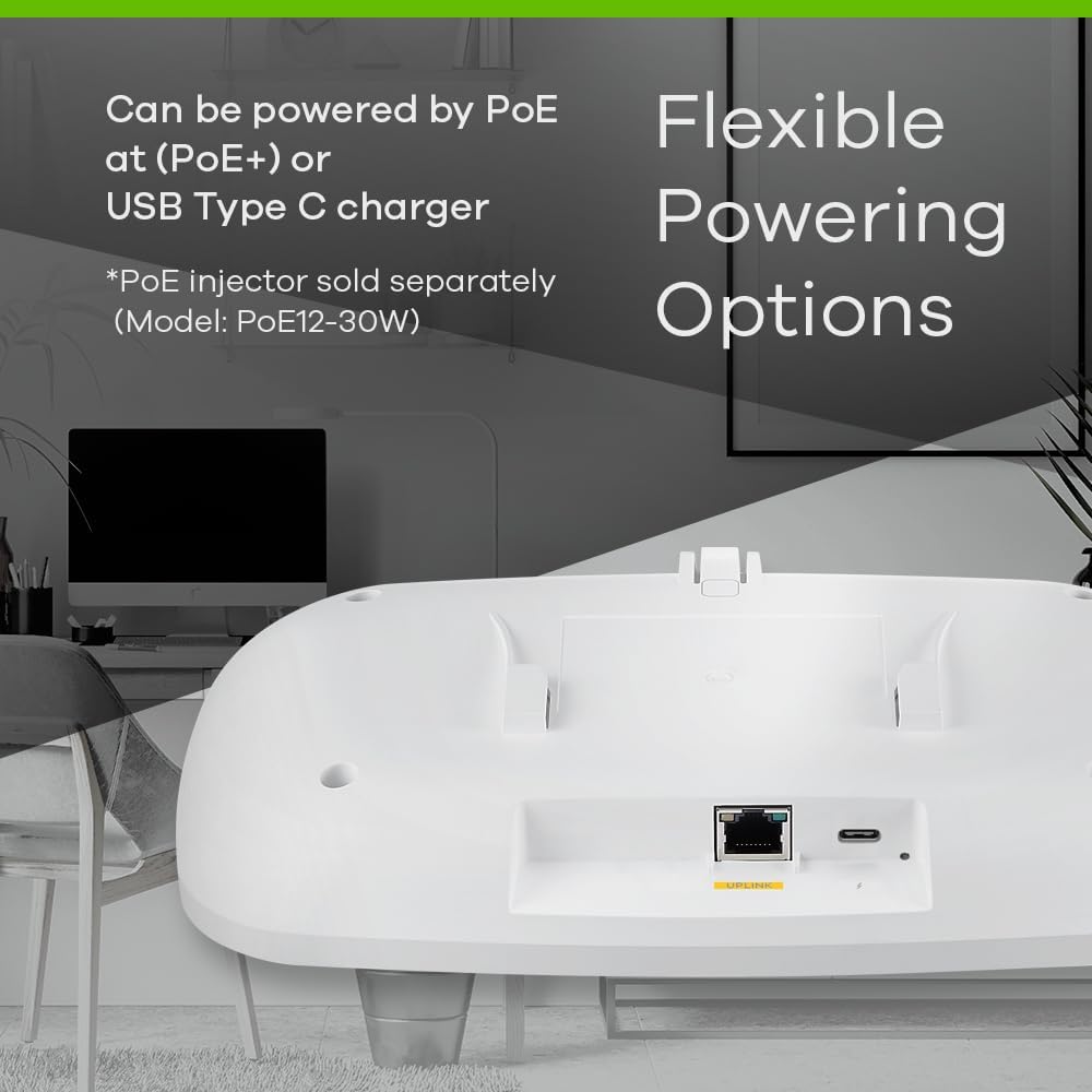 Zyxel BE6500 WiFi 7 Dual-Radio Access Point, Dual-Optimized Antenna, Manageable via Nebula Web/App, On-Premises Controller, or Device's Local Interface [WBE510D]