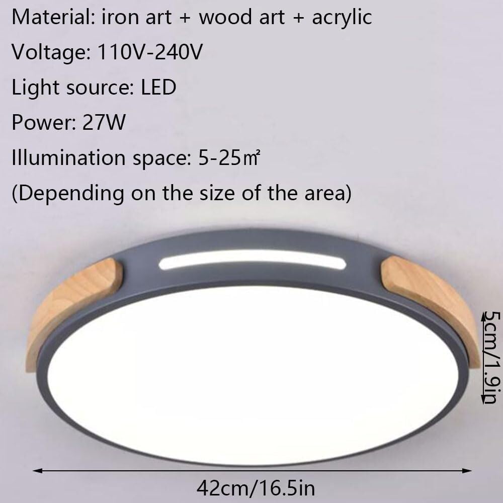 Chinese Style LED Ceiling Lamp Simple Round Macaron Lighting Ceiling Light Flush Mount Flat Ceiling Light Fixture for Living Room Bedroom Dining Room Kitchen Study Room Corridor(Dark,42cm)