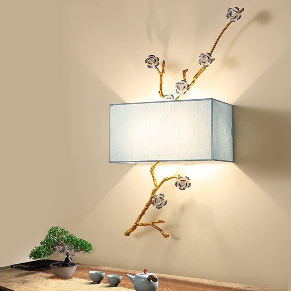 Chinese Style Fabric Wall Lamp Modern Lights Compatible with Home Wall Lighting(Warm White)(Nature White)
