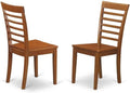 East West Furniture MLC-SBR-W Milan Kitchen Dining Chairs - Ladder Back Solid Wood Seat Chairs, Set of 2, Saddle Brown