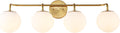 JONATHAN Y 31' Gold Painting Modern Globe Wall Sconce Vanity Light for Bathroom, White Frosted Glass Shade, Midcentury Parisian Bistro Wall Lamp, LED Bulb Included (JYL3558A)
