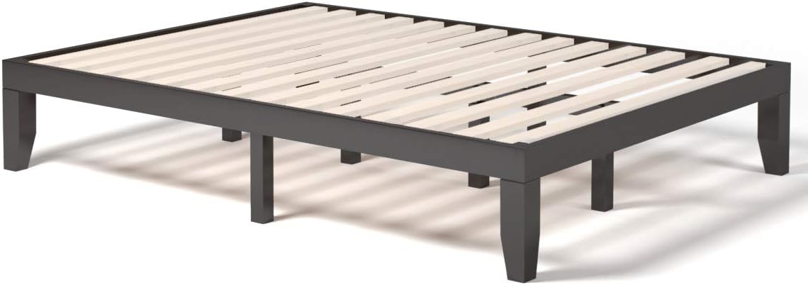 Giantex 14 Inch Queen Wood Platform Bed Frame, Minimalist Style Mattress Foundation with Solid Rubber Wood, Heavy Duty Slat Support, Without Headboard, Easy Assembly, No Box Spring Needed, Espresso