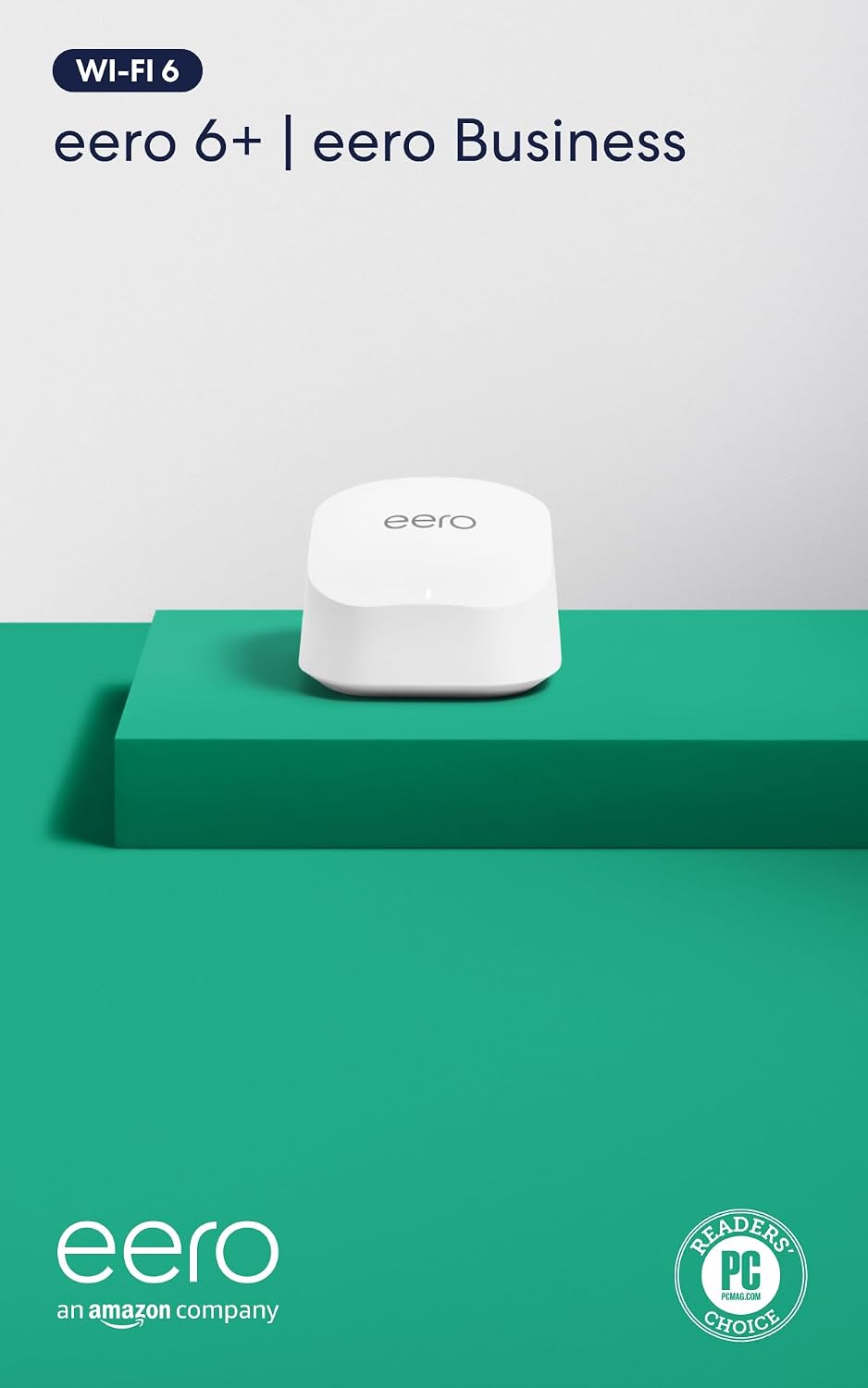 Amazon eero 6+ mesh wifi router with 1 month free eero Business (auto-renews annually) - Coverage up to 1,500 sq. ft., Connect 75+ devices, 1-pack