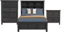 Picket House Brooklyn Kids Full Bookcase 3PC Bedroom Set in Charcoal