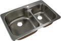 Transolid CTDD33229-1 Classic 33-in x 22 1/64-in x 9-in Offset 75/25 Double Basin Drop-in Stainless Steel Kitchen Sink with 1 Faucet Hole