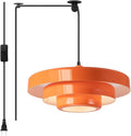 Plug in Pendant Light Fixtures, Plug in Chandelier Mid Century Modern Hanging Lamp with Pulley Nordic Style Pendant Lamp Metal Shade On/Off Switch Hanging Light for Living Room Dining Bedroom Kitchen