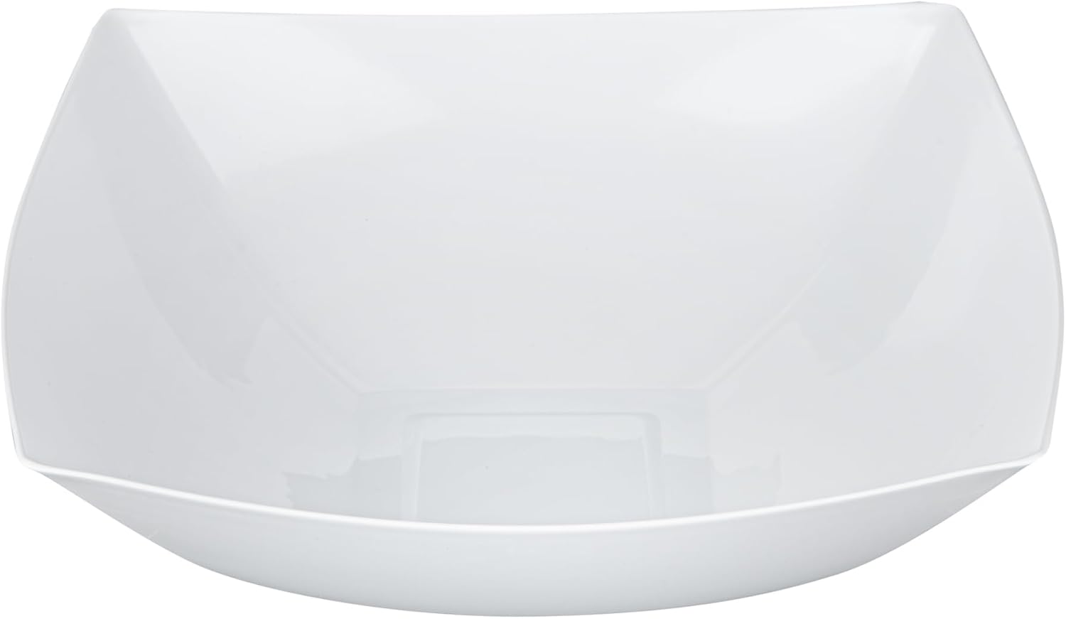 Restaurantware Moderna 64 Ounce Fancy Plastic Bowls 100 Square Disposable Salad Bowls - Durable Heavy-duty White Plastic Bowls For Warm And Cold Foods