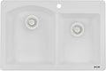 Ruvati 33 x 22 inch epiGranite Drop-in Topmount Granite Composite Quartz Double Bowl Kitchen Sink - Arctic White - RVG1344WH