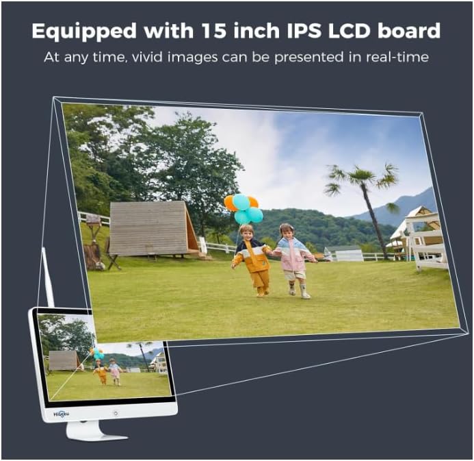 【No HDD】 15'' LCD Wireless WiFi NVR 16 Channels Network Video Recorder, Built-in WiFi Router and Speaker, Supports up to 6TB HDD, Work with Hiseeu Wireless Camera, 24/7 Record