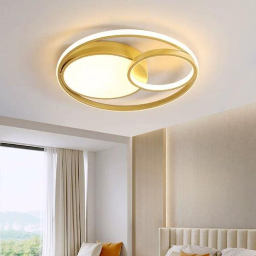 Fashionable Flat Ceiling Light Modern Flush Mount Lighting Ceiling Lamp 3 Color Temperatures Ceiling Light Fixture for Living Room Bedroom Dining Room Kitchen Study Room Corridor(Gold,60cm)