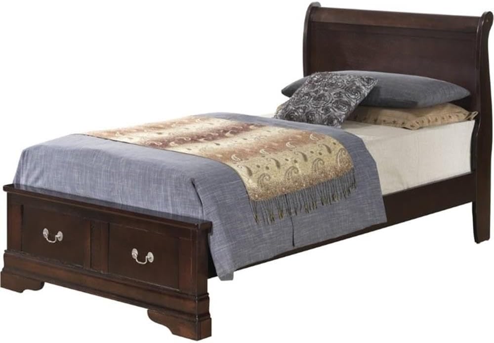 Glory Furniture Louis Phillipe Twin Storage Bed in Cappuccino
