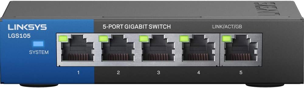 ARRIS Surfboard SB8200 DOCSIS 3.1 Cable Modem, Approved for Comcast Xfinity, Cox & Linksys LGS105: 5-Port Business Desktop Gigabit Ethernet Unmanaged Switch, Computer Network, Wired