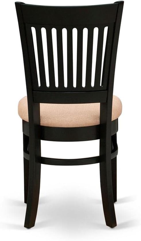 East West Furniture VAC-BLK-C Vancouver Dining Chairs - Linen Fabric Upholstered Wood Chairs, Set of 2, Black