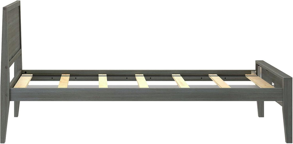 Plank+Beam Solid Wood Twin Bed Frame with Panel Headboard, Modern Twin Platform Bed with Wood Slat Support, No Box Spring Needed, Clay