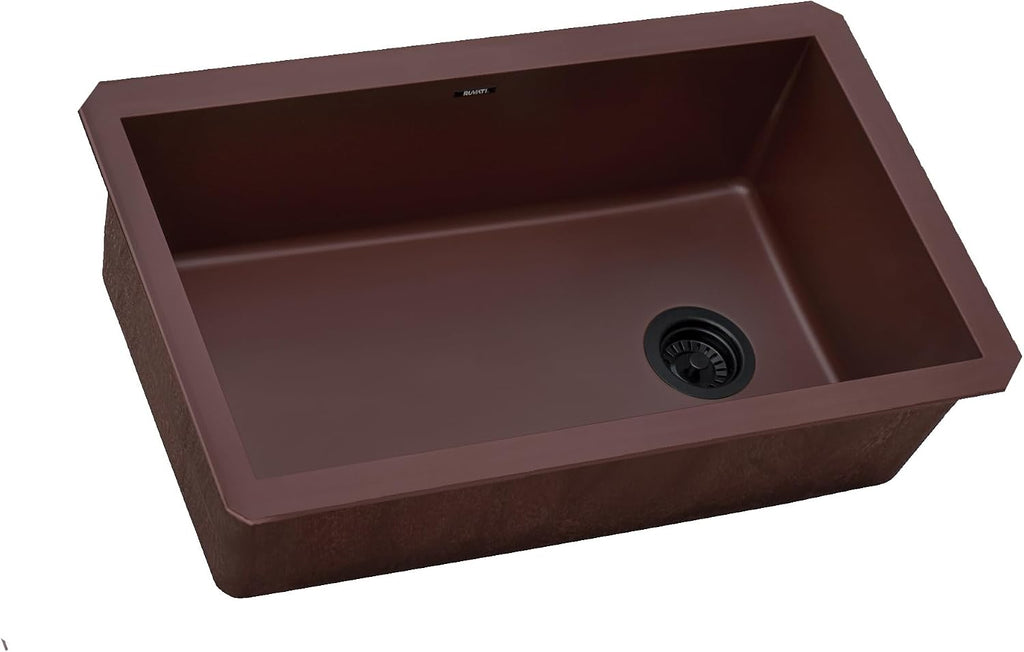 Ruvati 32 x 19 inch epiGranite Undermount Granite Composite Quartz Single Bowl Kitchen Sink - Carnelian Red - RVG2033RD