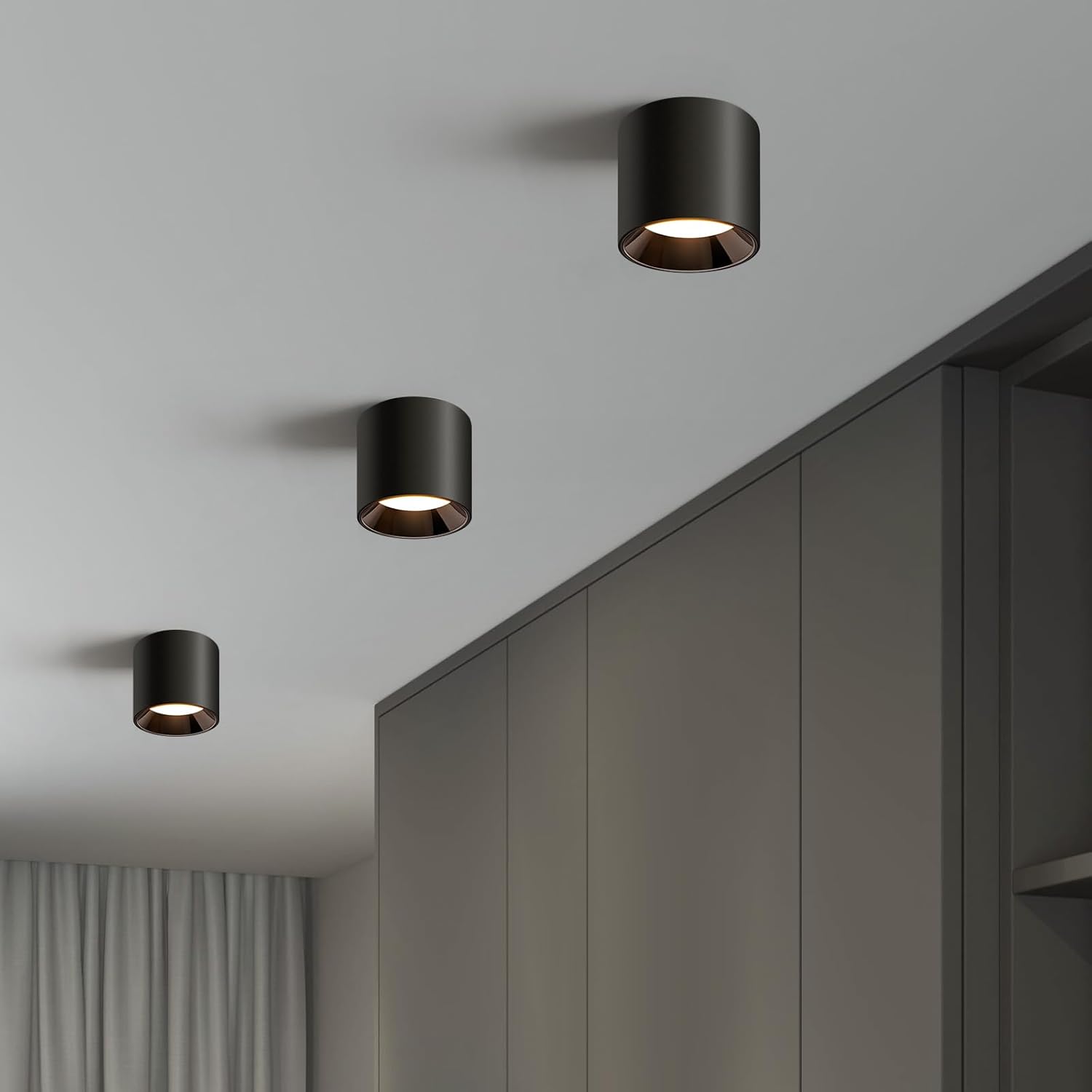 Hallway Light Flush Mount Modern LED Ceiling Light Fixtures for Kitchen Entryway,Dimmable Close to Ceiling Lighting, 4.6'' Cylinder Ceiling Lamps for Dining Room Living Room,20W 4000K 3-Pack