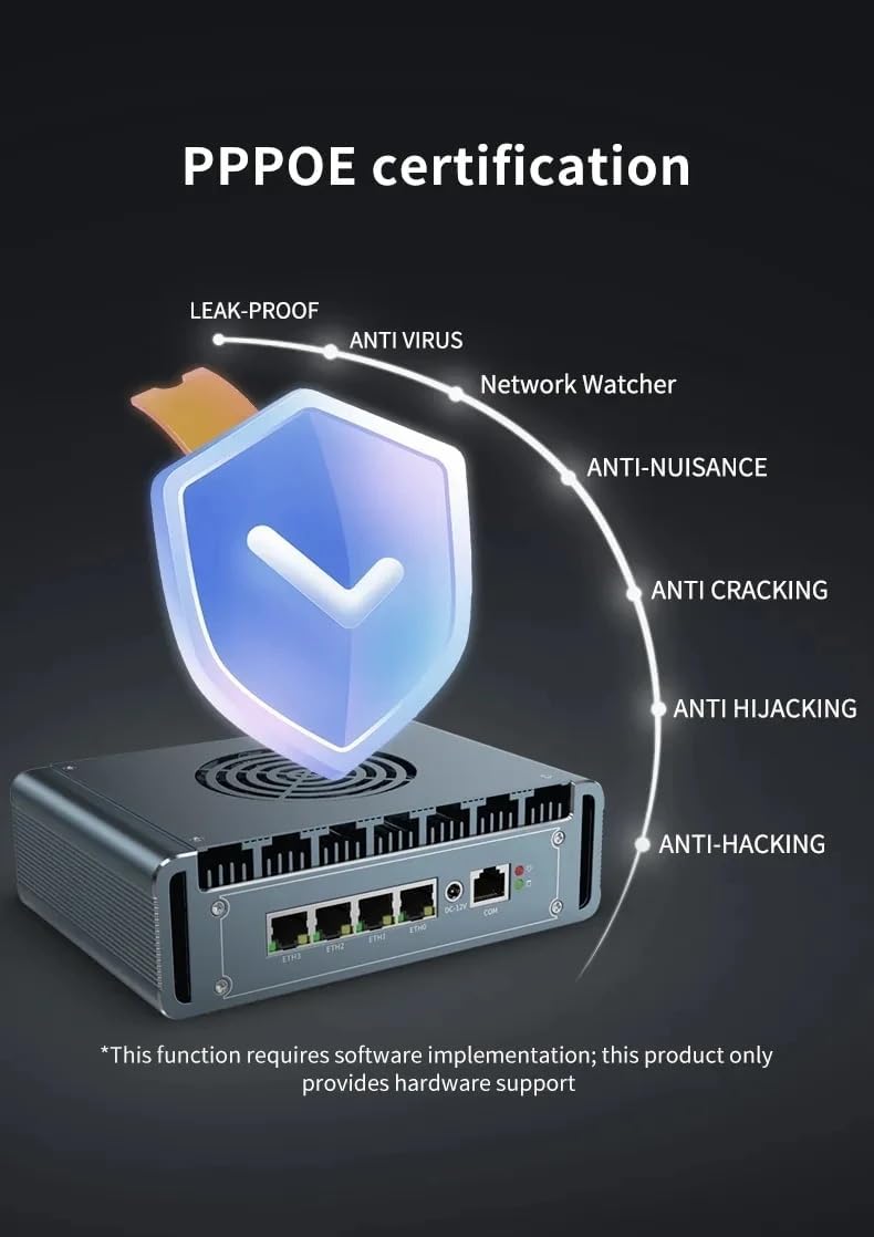 Micro Firewall Appliance, 4 i226-V 2.5Gbe LAN Ports, Fanless Mini PC Pentium Gold 8505 ES Five Core,2*DDR4 1*M.2 Support AES-NI Barebone Router PC VPN,HDMI DP USB3.0 (M.2 Nvme) (NO RAM NO SSD)